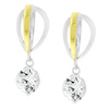 Two Tone Crown Cage Earrings w/ Dangle Solitaire Two Tone Crown Cage Earrings w/ Dangle Solitaire